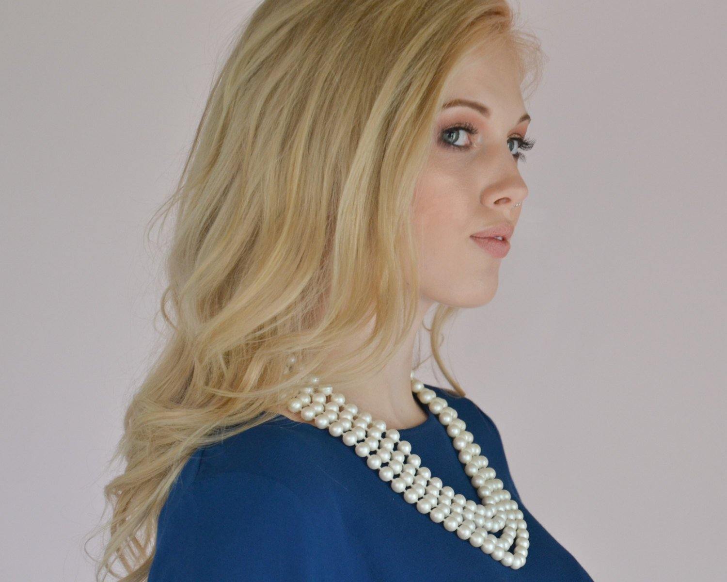 Geno Multi Strand Pearl Necklace with Gold Decorative Clasp by Geno - Vintage Meet Modern Vintage Jewelry - Chicago, Illinois - #oldhollywoodglamour #vintagemeetmodern #designervintage #jewelrybox #antiquejewelry #vintagejewelry