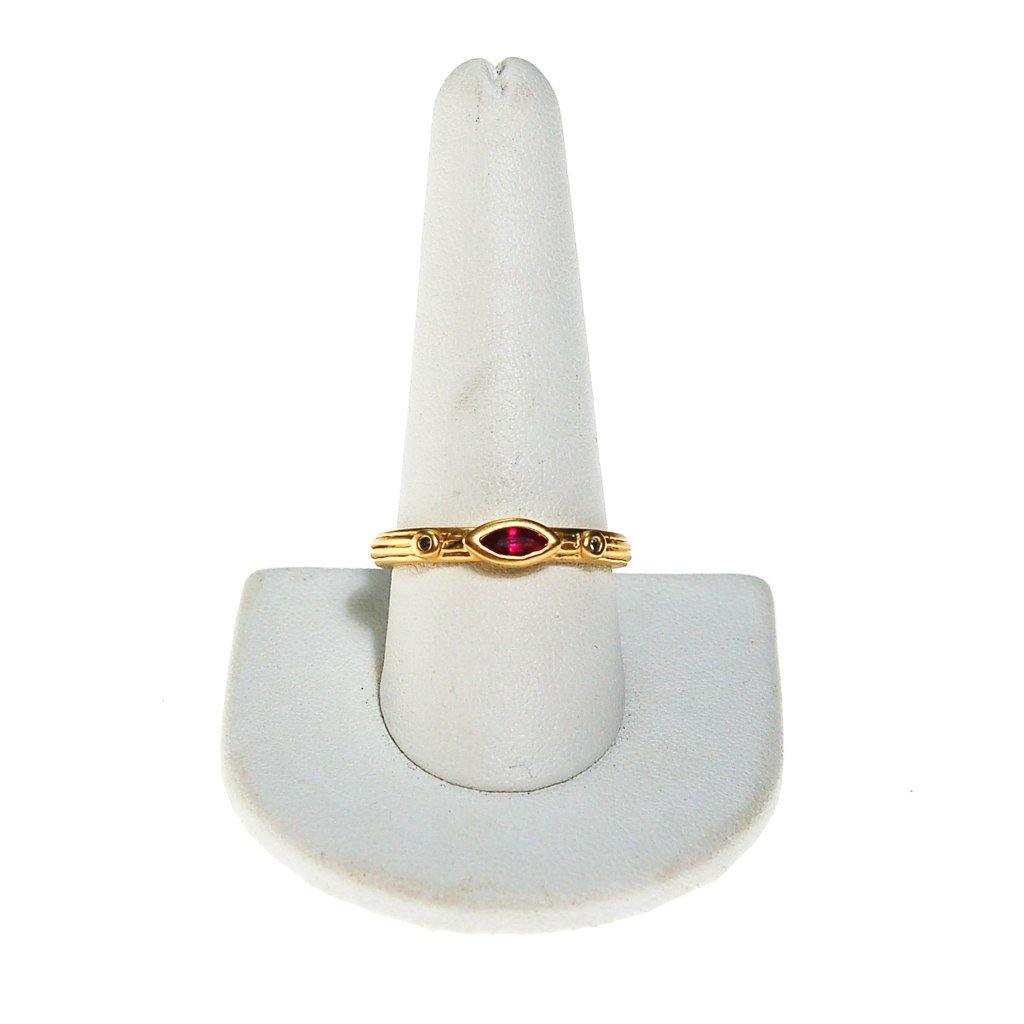 Ruby and CZ Band Ring by Unsigned Beauty - Vintage Meet Modern Vintage Jewelry - Chicago, Illinois - #oldhollywoodglamour #vintagemeetmodern #designervintage #jewelrybox #antiquejewelry #vintagejewelry