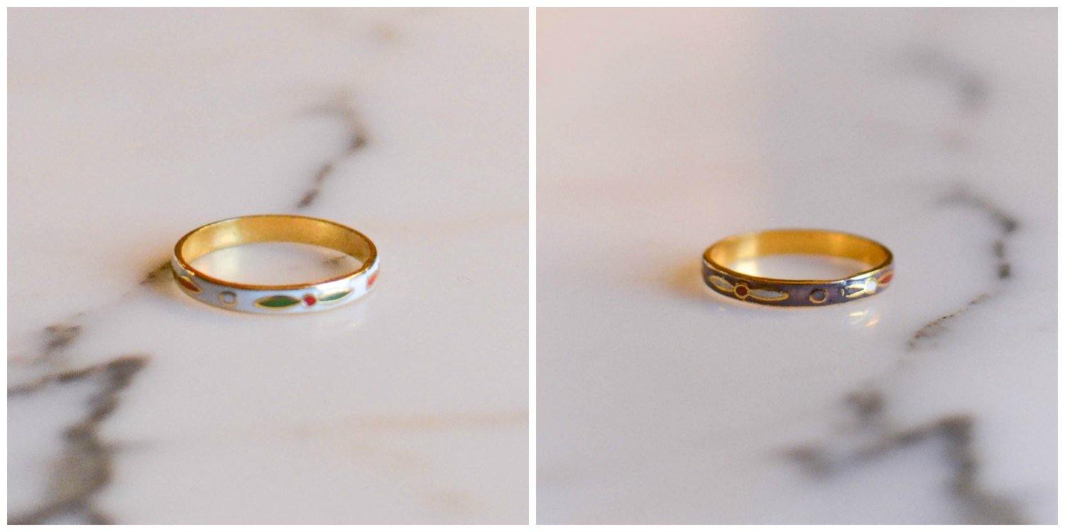 Cloisonne Enamel Stacking Ring Set by Cloisonne - Vintage Meet Modern Vintage Jewelry - Chicago, Illinois - #oldhollywoodglamour #vintagemeetmodern #designervintage #jewelrybox #antiquejewelry #vintagejewelry