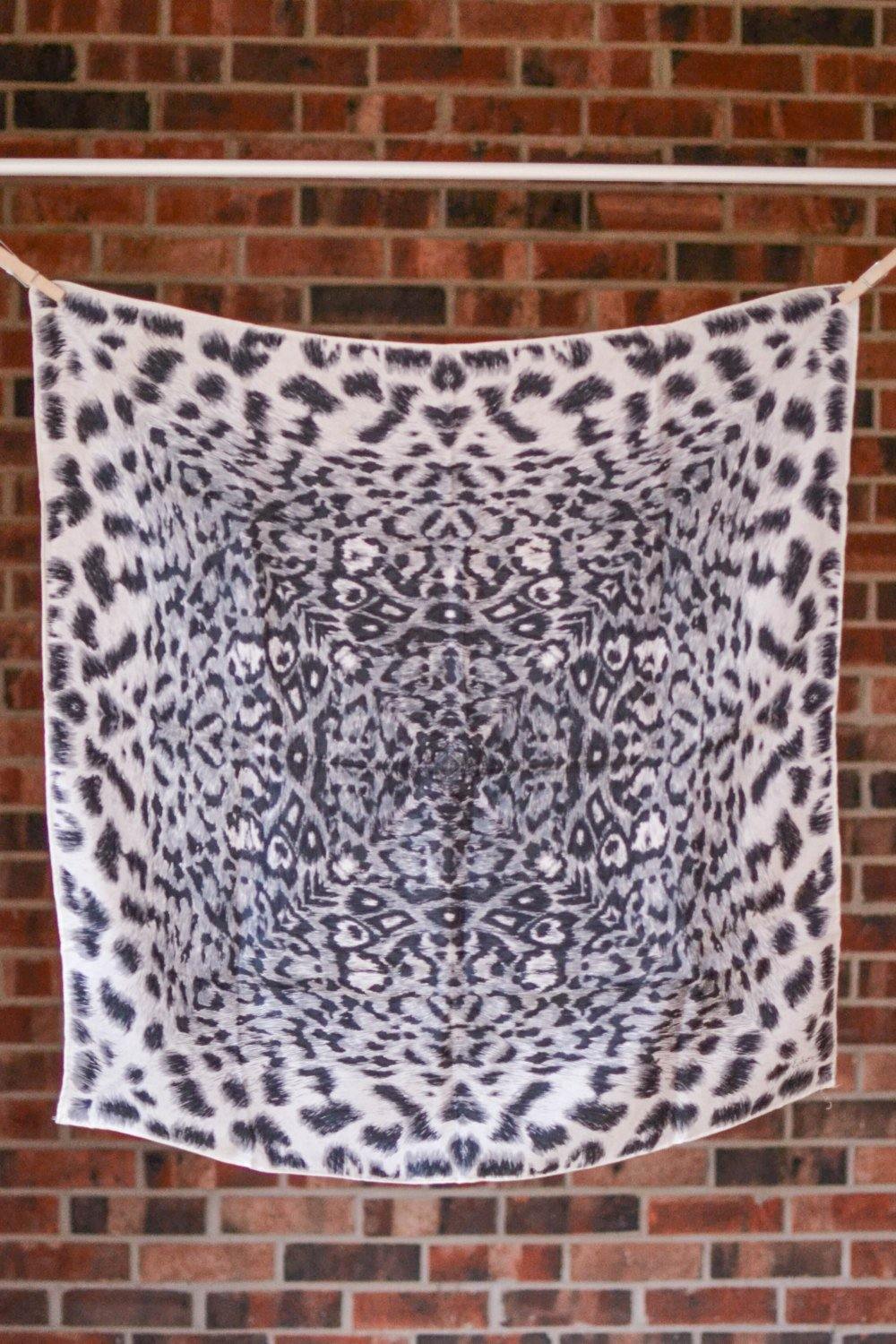 Black and White Leopard Silk Scarf by Echo by Echo - Vintage Meet Modern Vintage Jewelry - Chicago, Illinois - #oldhollywoodglamour #vintagemeetmodern #designervintage #jewelrybox #antiquejewelry #vintagejewelry