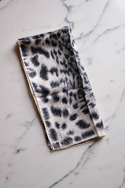 Black and White Leopard Silk Scarf by Echo by Echo - Vintage Meet Modern Vintage Jewelry - Chicago, Illinois - #oldhollywoodglamour #vintagemeetmodern #designervintage #jewelrybox #antiquejewelry #vintagejewelry