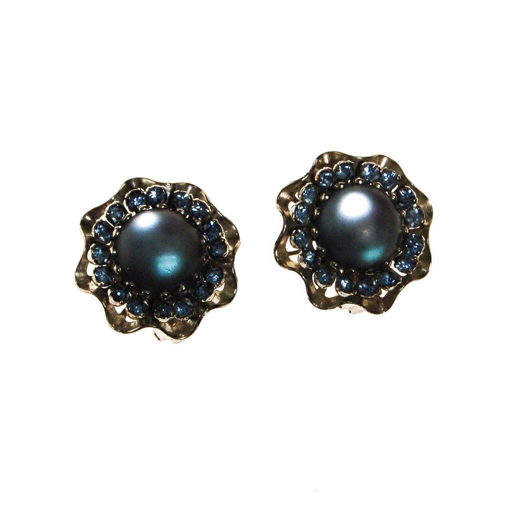 Blue Frosted Crystal Rhinestone Earrings by Unsigned Beauty - Vintage Meet Modern Vintage Jewelry - Chicago, Illinois - #oldhollywoodglamour #vintagemeetmodern #designervintage #jewelrybox #antiquejewelry #vintagejewelry