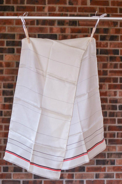Cream Silk Scarf by Calvin Klein by Calvin Klein - Vintage Meet Modern Vintage Jewelry - Chicago, Illinois - #oldhollywoodglamour #vintagemeetmodern #designervintage #jewelrybox #antiquejewelry #vintagejewelry