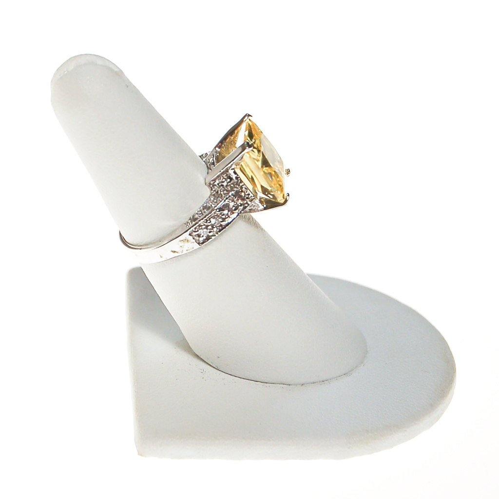 Yellow Diamond CZ and Pave CZ Engagement Ring by Unsigned Beauty - Vintage Meet Modern Vintage Jewelry - Chicago, Illinois - #oldhollywoodglamour #vintagemeetmodern #designervintage #jewelrybox #antiquejewelry #vintagejewelry