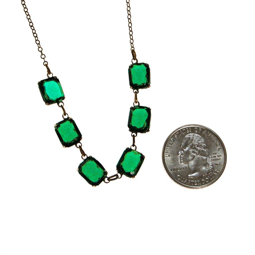 Art Deco Emerald Crystal Choker Necklace by Art Deco - Vintage Meet Modern Vintage Jewelry - Chicago, Illinois - #oldhollywoodglamour #vintagemeetmodern #designervintage #jewelrybox #antiquejewelry #vintagejewelry