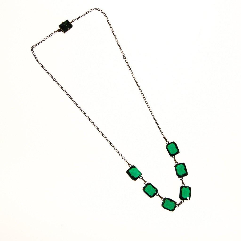 Art Deco Emerald Crystal Choker Necklace by Art Deco - Vintage Meet Modern Vintage Jewelry - Chicago, Illinois - #oldhollywoodglamour #vintagemeetmodern #designervintage #jewelrybox #antiquejewelry #vintagejewelry