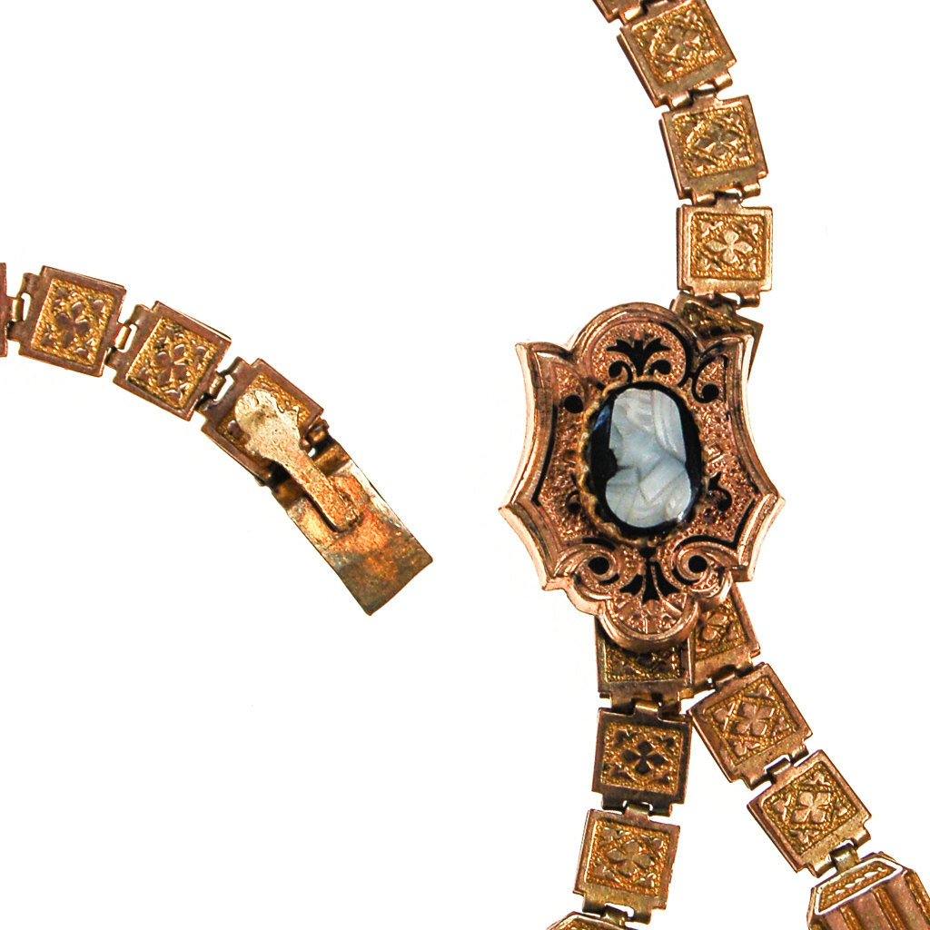 Victorian Book Chain Cameo Necklace by Victorian - Vintage Meet Modern Vintage Jewelry - Chicago, Illinois - #oldhollywoodglamour #vintagemeetmodern #designervintage #jewelrybox #antiquejewelry #vintagejewelry