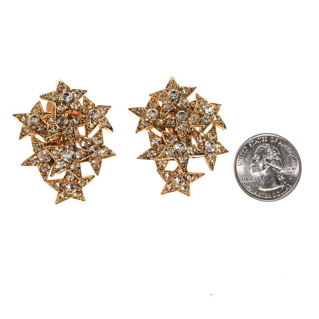 Gold Rhinestone Star Statement Earrings by Unsigned Beauties - Vintage Meet Modern Vintage Jewelry - Chicago, Illinois - #oldhollywoodglamour #vintagemeetmodern #designervintage #jewelrybox #antiquejewelry #vintagejewelry