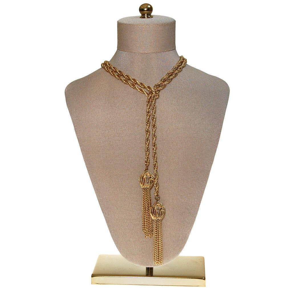 Monet Gold Tassel Lariat Necklace by Monet - Vintage Meet Modern Vintage Jewelry - Chicago, Illinois - #oldhollywoodglamour #vintagemeetmodern #designervintage #jewelrybox #antiquejewelry #vintagejewelry