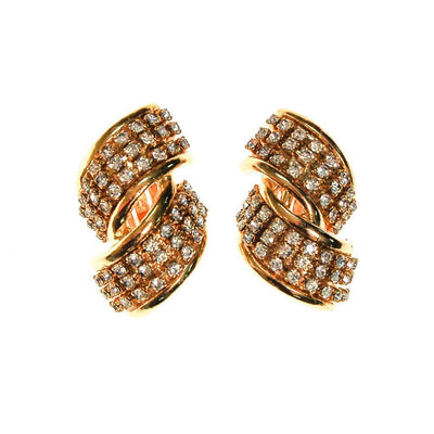 Gold Tone and Rhinestone Statement Earrings by Made in the USA - Vintage Meet Modern Vintage Jewelry - Chicago, Illinois - #oldhollywoodglamour #vintagemeetmodern #designervintage #jewelrybox #antiquejewelry #vintagejewelry