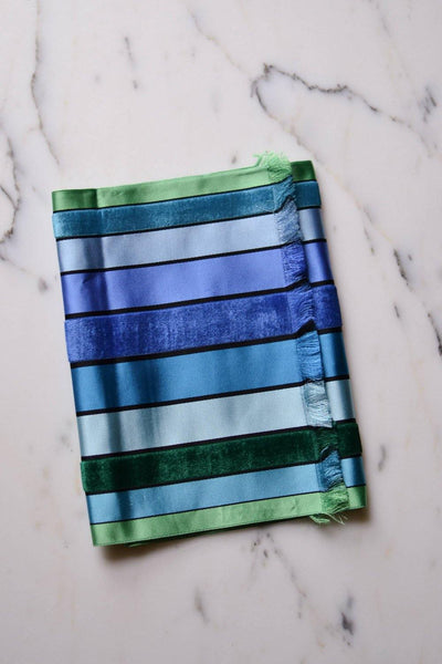 Blue and Green Striped Silk Scarf Made in France for Marshall Fields by Made in France - Vintage Meet Modern Vintage Jewelry - Chicago, Illinois - #oldhollywoodglamour #vintagemeetmodern #designervintage #jewelrybox #antiquejewelry #vintagejewelry