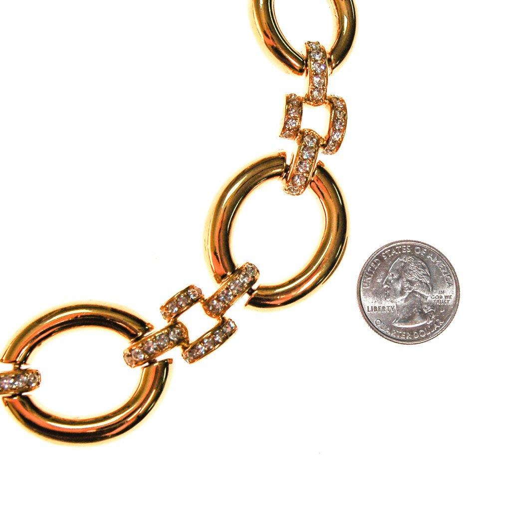 Givenchy Style Large Gold Link Necklace with Rhinestone Accents by Givenchy Style - Vintage Meet Modern Vintage Jewelry - Chicago, Illinois - #oldhollywoodglamour #vintagemeetmodern #designervintage #jewelrybox #antiquejewelry #vintagejewelry