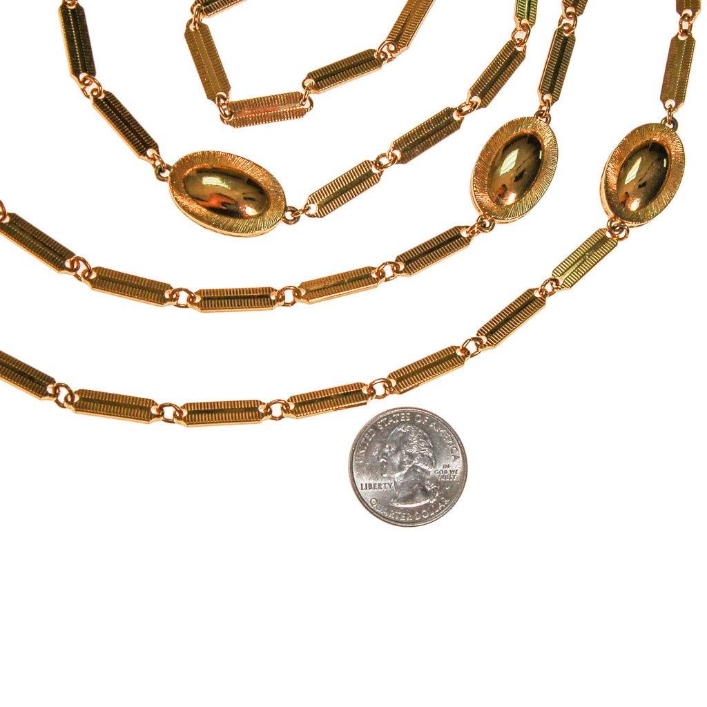 Monet Gold Flat Link and Oval Link Long Necklace by Monet - Vintage Meet Modern Vintage Jewelry - Chicago, Illinois - #oldhollywoodglamour #vintagemeetmodern #designervintage #jewelrybox #antiquejewelry #vintagejewelry