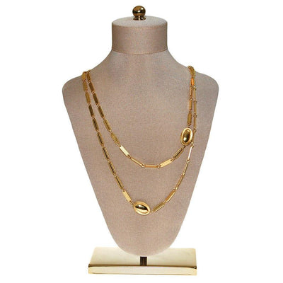 Monet Gold Flat Link and Oval Link Long Necklace by Monet - Vintage Meet Modern Vintage Jewelry - Chicago, Illinois - #oldhollywoodglamour #vintagemeetmodern #designervintage #jewelrybox #antiquejewelry #vintagejewelry