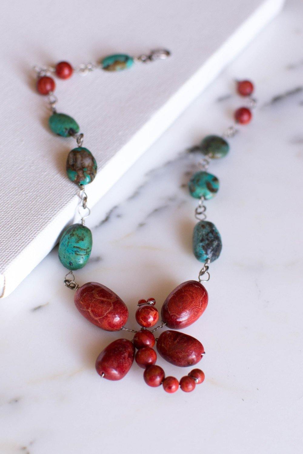 Coral And Turquoise Dragon Fly Necklace by One of a Kind - Vintage Meet Modern Vintage Jewelry - Chicago, Illinois - #oldhollywoodglamour #vintagemeetmodern #designervintage #jewelrybox #antiquejewelry #vintagejewelry