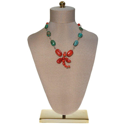 Coral And Turquoise Dragon Fly Necklace by One of a Kind - Vintage Meet Modern Vintage Jewelry - Chicago, Illinois - #oldhollywoodglamour #vintagemeetmodern #designervintage #jewelrybox #antiquejewelry #vintagejewelry