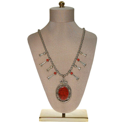 Red Coral Silver Squash Blossom Necklace by ART Mode by Art Mode - Vintage Meet Modern Vintage Jewelry - Chicago, Illinois - #oldhollywoodglamour #vintagemeetmodern #designervintage #jewelrybox #antiquejewelry #vintagejewelry