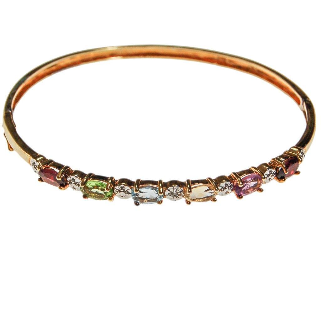 Rainbow Gemstone Bangle Bracelet by Unsigned Beauty - Vintage Meet Modern Vintage Jewelry - Chicago, Illinois - #oldhollywoodglamour #vintagemeetmodern #designervintage #jewelrybox #antiquejewelry #vintagejewelry
