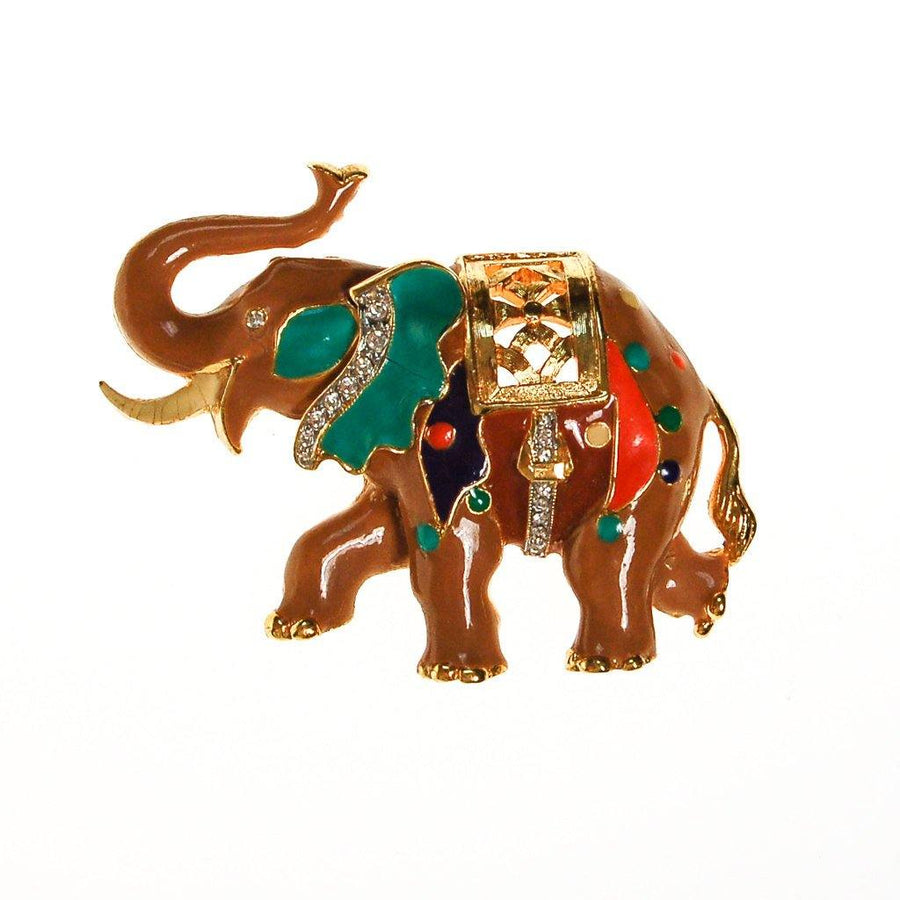 Bejeweld Colorful Elephant Pendant Brooch by Unsigned Beauty - Vintage Meet Modern Vintage Jewelry - Chicago, Illinois - #oldhollywoodglamour #vintagemeetmodern #designervintage #jewelrybox #antiquejewelry #vintagejewelry