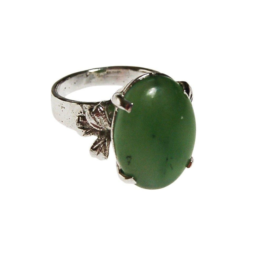 Green Jade Statement Ring, Sterling Silver by Sterling Silver - Vintage Meet Modern Vintage Jewelry - Chicago, Illinois - #oldhollywoodglamour #vintagemeetmodern #designervintage #jewelrybox #antiquejewelry #vintagejewelry