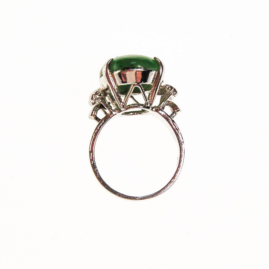 Green Jade Statement Ring, Sterling Silver by Sterling Silver - Vintage Meet Modern Vintage Jewelry - Chicago, Illinois - #oldhollywoodglamour #vintagemeetmodern #designervintage #jewelrybox #antiquejewelry #vintagejewelry