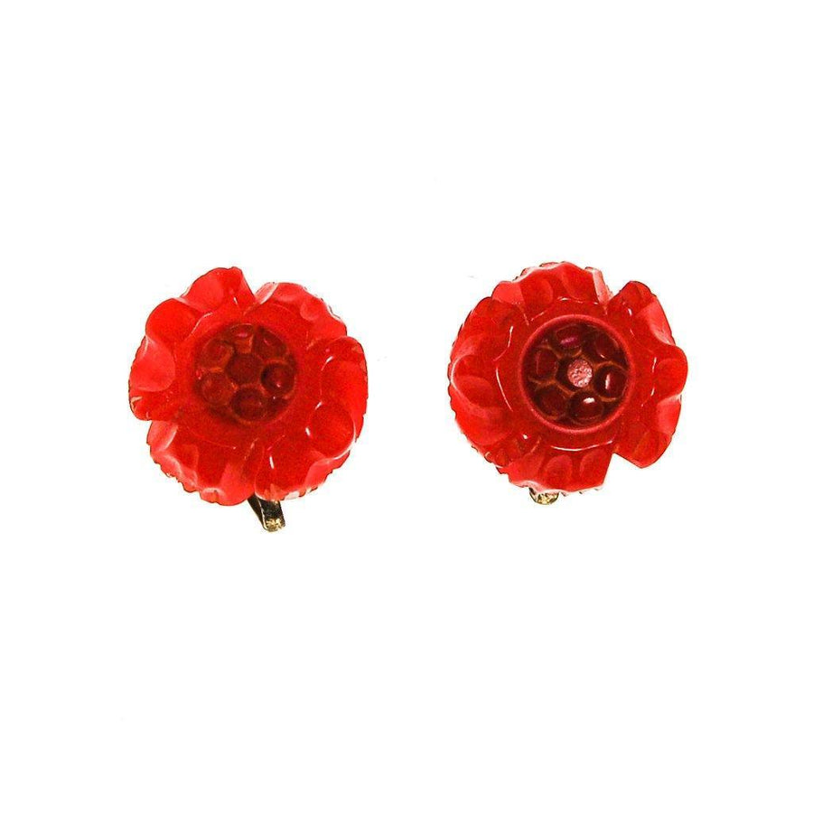 Red Rose Earrings by 1940s - Vintage Meet Modern Vintage Jewelry - Chicago, Illinois - #oldhollywoodglamour #vintagemeetmodern #designervintage #jewelrybox #antiquejewelry #vintagejewelry