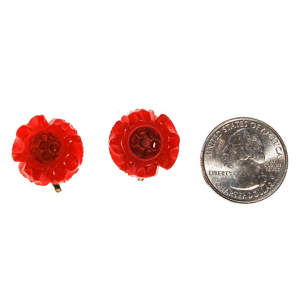 Red Rose Earrings by 1940s - Vintage Meet Modern Vintage Jewelry - Chicago, Illinois - #oldhollywoodglamour #vintagemeetmodern #designervintage #jewelrybox #antiquejewelry #vintagejewelry