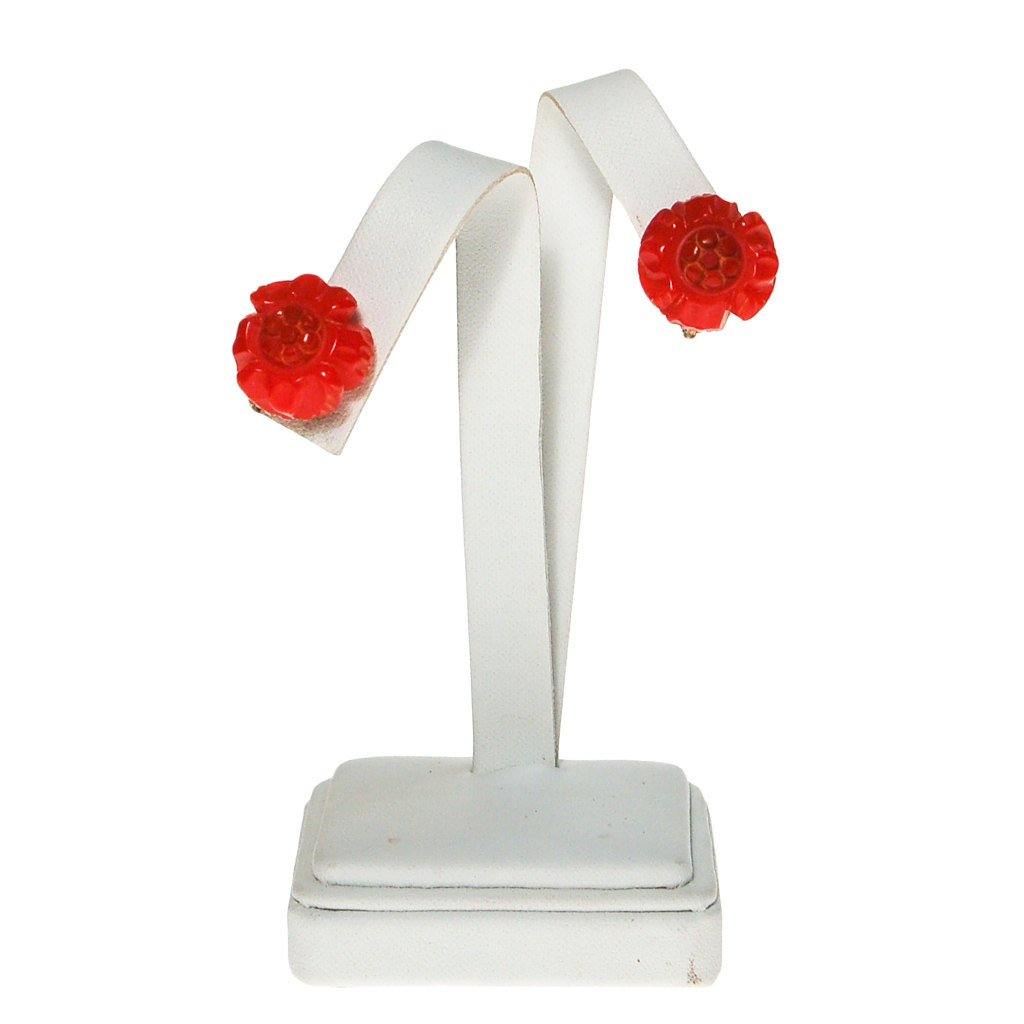 Red Rose Earrings by 1940s - Vintage Meet Modern Vintage Jewelry - Chicago, Illinois - #oldhollywoodglamour #vintagemeetmodern #designervintage #jewelrybox #antiquejewelry #vintagejewelry