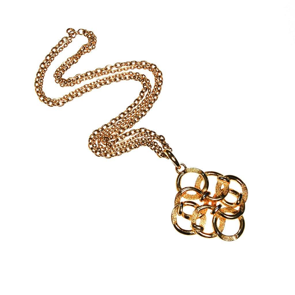 1970s Love Knot Medallion Pendant Statement Necklace
