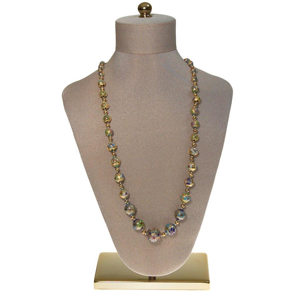 Chinese Export Colorful Cloisonne Bead Necklace by Unsigned Beauty - Vintage Meet Modern Vintage Jewelry - Chicago, Illinois - #oldhollywoodglamour #vintagemeetmodern #designervintage #jewelrybox #antiquejewelry #vintagejewelry