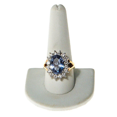 Blue Topaz CZ Princess Style Cocktail Ring by Unsigned Beauty - Vintage Meet Modern Vintage Jewelry - Chicago, Illinois - #oldhollywoodglamour #vintagemeetmodern #designervintage #jewelrybox #antiquejewelry #vintagejewelry