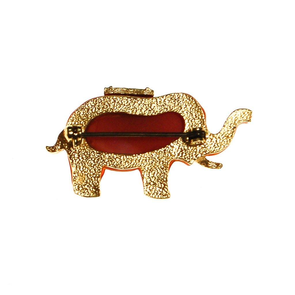 Faux Coral Elephant Brooch by Unsigned Beauty - Vintage Meet Modern Vintage Jewelry - Chicago, Illinois - #oldhollywoodglamour #vintagemeetmodern #designervintage #jewelrybox #antiquejewelry #vintagejewelry
