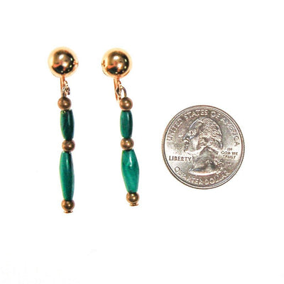 Minimalist Green Malachite Dangling Earrings by Malachite - Vintage Meet Modern Vintage Jewelry - Chicago, Illinois - #oldhollywoodglamour #vintagemeetmodern #designervintage #jewelrybox #antiquejewelry #vintagejewelry