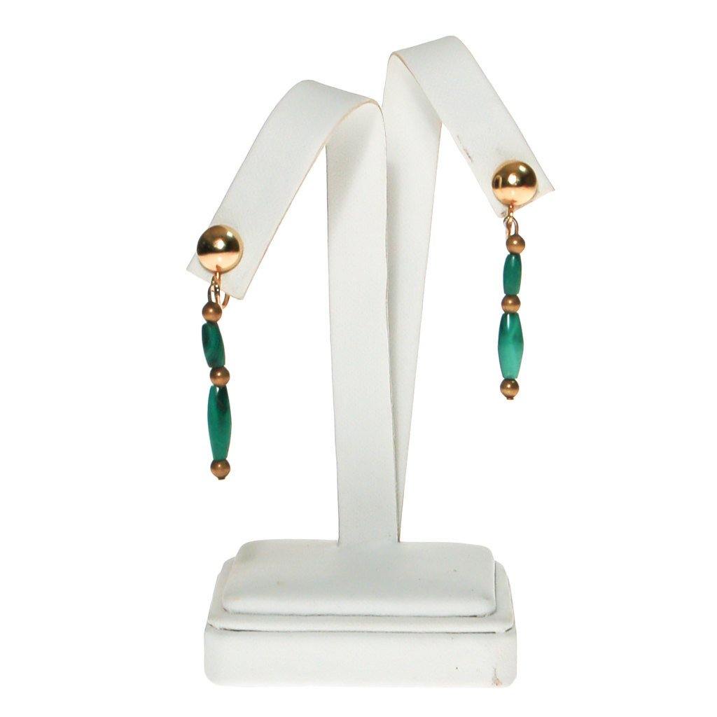Minimalist Green Malachite Dangling Earrings by Malachite - Vintage Meet Modern Vintage Jewelry - Chicago, Illinois - #oldhollywoodglamour #vintagemeetmodern #designervintage #jewelrybox #antiquejewelry #vintagejewelry