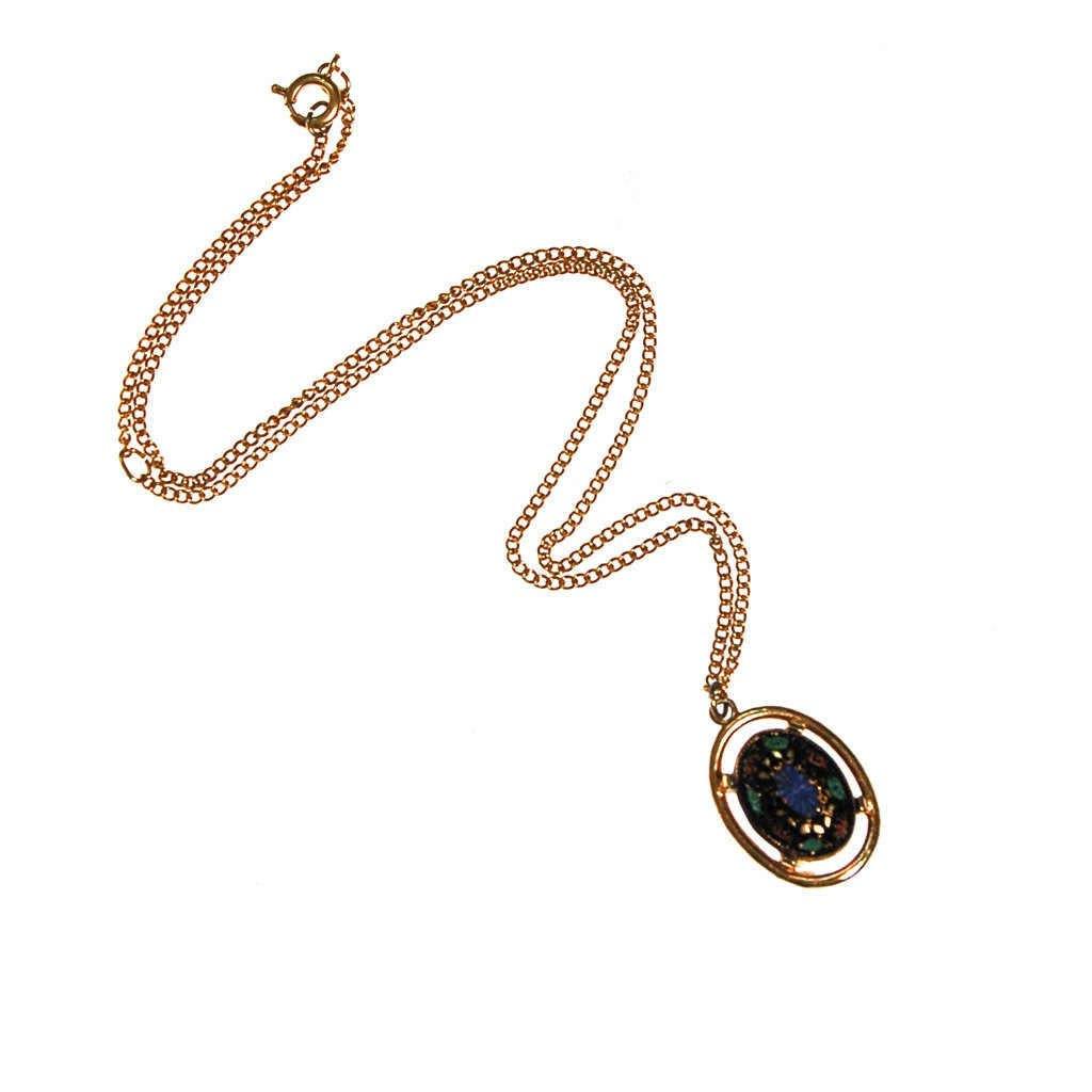 Sarah Coventry Mosaic Pendant Necklace by Sarah Coventry - Vintage Meet Modern Vintage Jewelry - Chicago, Illinois - #oldhollywoodglamour #vintagemeetmodern #designervintage #jewelrybox #antiquejewelry #vintagejewelry