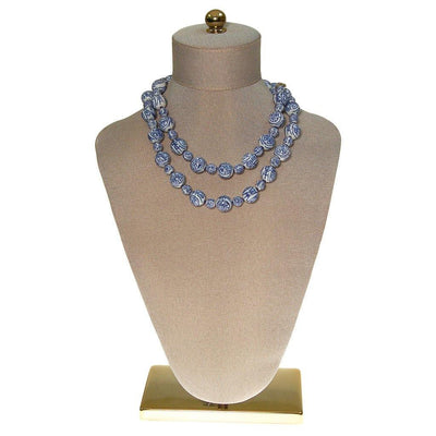 Chinese Export Blue and White Porcelain Bead Necklace by Chinese Export - Vintage Meet Modern Vintage Jewelry - Chicago, Illinois - #oldhollywoodglamour #vintagemeetmodern #designervintage #jewelrybox #antiquejewelry #vintagejewelry