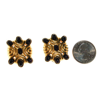 1980s Black and Gold Statement Earrings by Unsigned Beauty - Vintage Meet Modern Vintage Jewelry - Chicago, Illinois - #oldhollywoodglamour #vintagemeetmodern #designervintage #jewelrybox #antiquejewelry #vintagejewelry