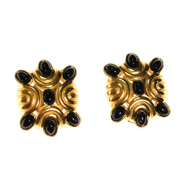 1980s Black and Gold Statement Earrings by Unsigned Beauty - Vintage Meet Modern Vintage Jewelry - Chicago, Illinois - #oldhollywoodglamour #vintagemeetmodern #designervintage #jewelrybox #antiquejewelry #vintagejewelry