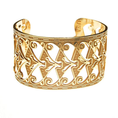MMA Gold Wide Cuff Bracelet by Museum of Metropolitan Art - Vintage Meet Modern Vintage Jewelry - Chicago, Illinois - #oldhollywoodglamour #vintagemeetmodern #designervintage #jewelrybox #antiquejewelry #vintagejewelry