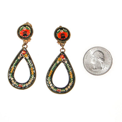 Colorful Italian Mosaic Drop Earrings by Made in Italy - Vintage Meet Modern Vintage Jewelry - Chicago, Illinois - #oldhollywoodglamour #vintagemeetmodern #designervintage #jewelrybox #antiquejewelry #vintagejewelry