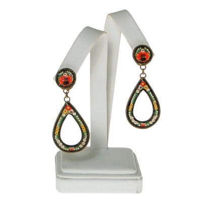 Colorful Italian Mosaic Drop Earrings by Made in Italy - Vintage Meet Modern Vintage Jewelry - Chicago, Illinois - #oldhollywoodglamour #vintagemeetmodern #designervintage #jewelrybox #antiquejewelry #vintagejewelry