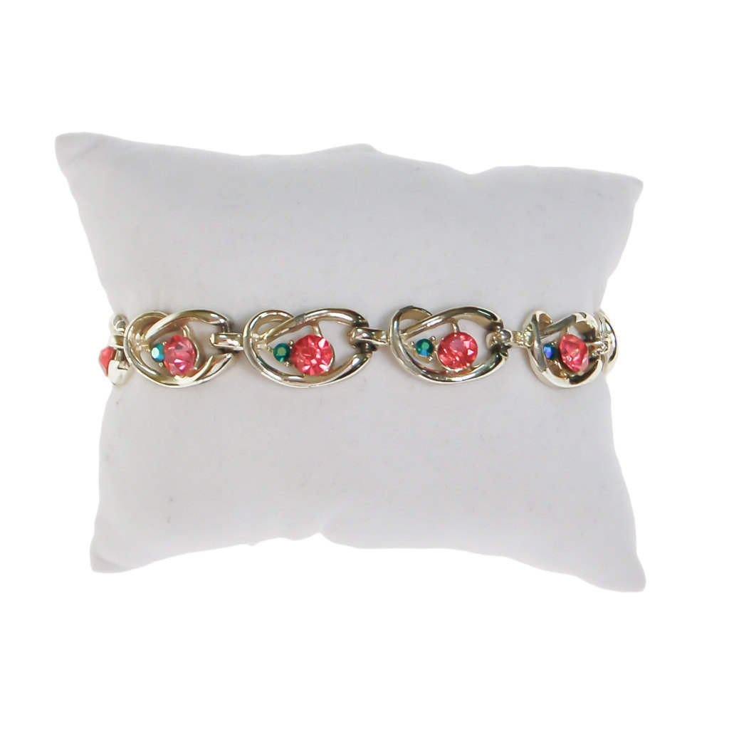 Coro Pink and Blue Rhinestone Bracelet by Coro - Vintage Meet Modern Vintage Jewelry - Chicago, Illinois - #oldhollywoodglamour #vintagemeetmodern #designervintage #jewelrybox #antiquejewelry #vintagejewelry