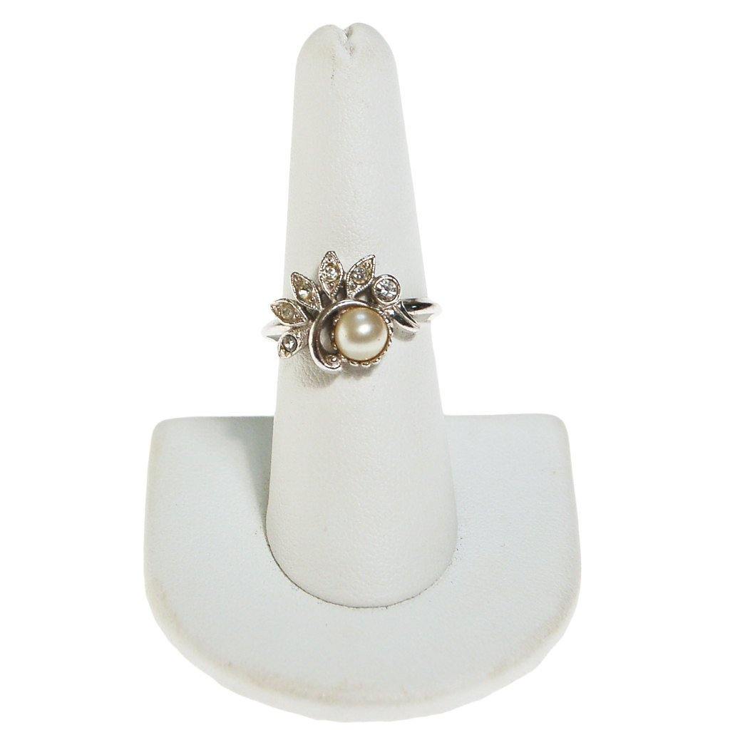 Vintage Avon Art Deco Inspired Pearl and Rhinestone Ring by Avon - Vintage Meet Modern Vintage Jewelry - Chicago, Illinois - #oldhollywoodglamour #vintagemeetmodern #designervintage #jewelrybox #antiquejewelry #vintagejewelry