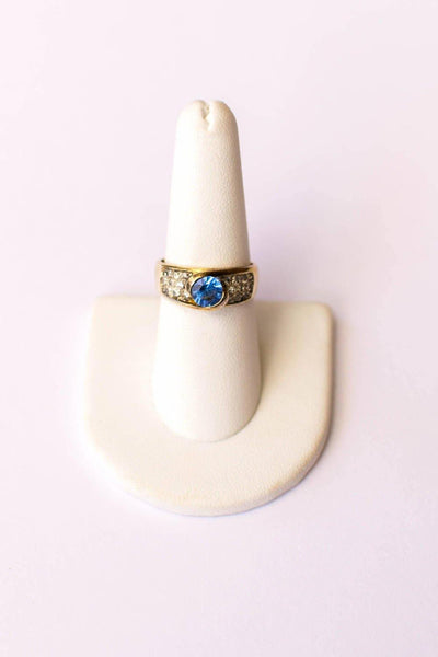 Blue Topaz and Pave CZ Ring set in Sterling Silver by Blue Topaz - Vintage Meet Modern Vintage Jewelry - Chicago, Illinois - #oldhollywoodglamour #vintagemeetmodern #designervintage #jewelrybox #antiquejewelry #vintagejewelry