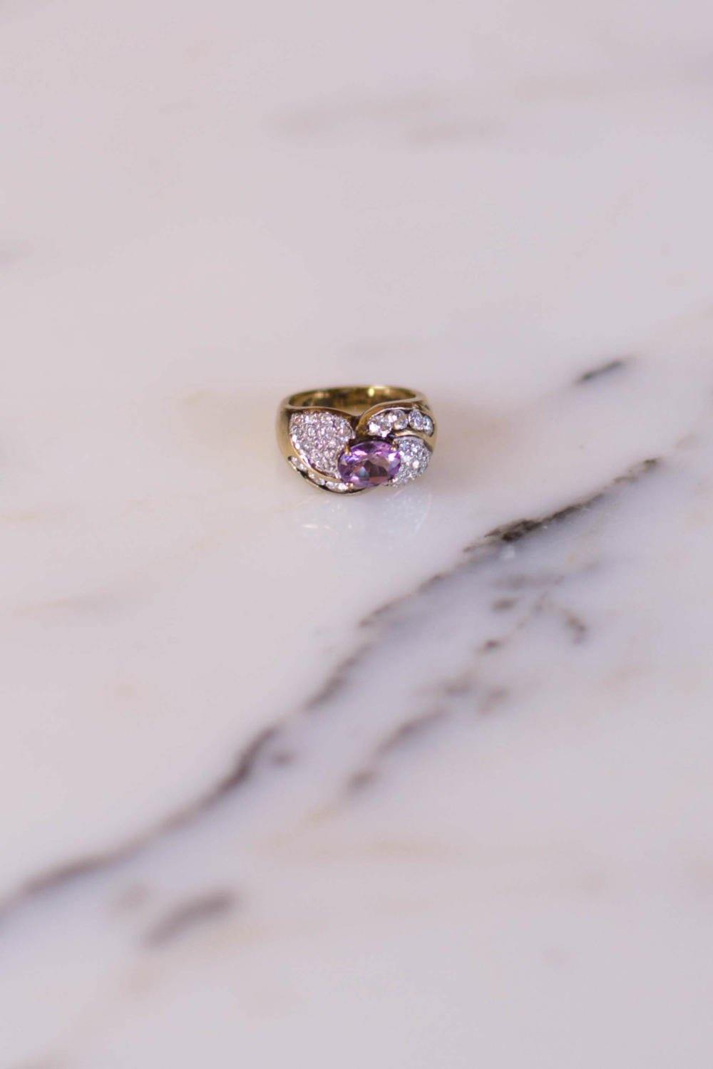 Amethyst and Pave CZ Ring set in Sterling Silver by Amethyst - Vintage Meet Modern Vintage Jewelry - Chicago, Illinois - #oldhollywoodglamour #vintagemeetmodern #designervintage #jewelrybox #antiquejewelry #vintagejewelry