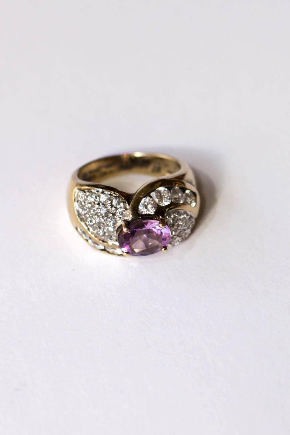 Amethyst and Pave CZ Ring set in Sterling Silver by Amethyst - Vintage Meet Modern Vintage Jewelry - Chicago, Illinois - #oldhollywoodglamour #vintagemeetmodern #designervintage #jewelrybox #antiquejewelry #vintagejewelry