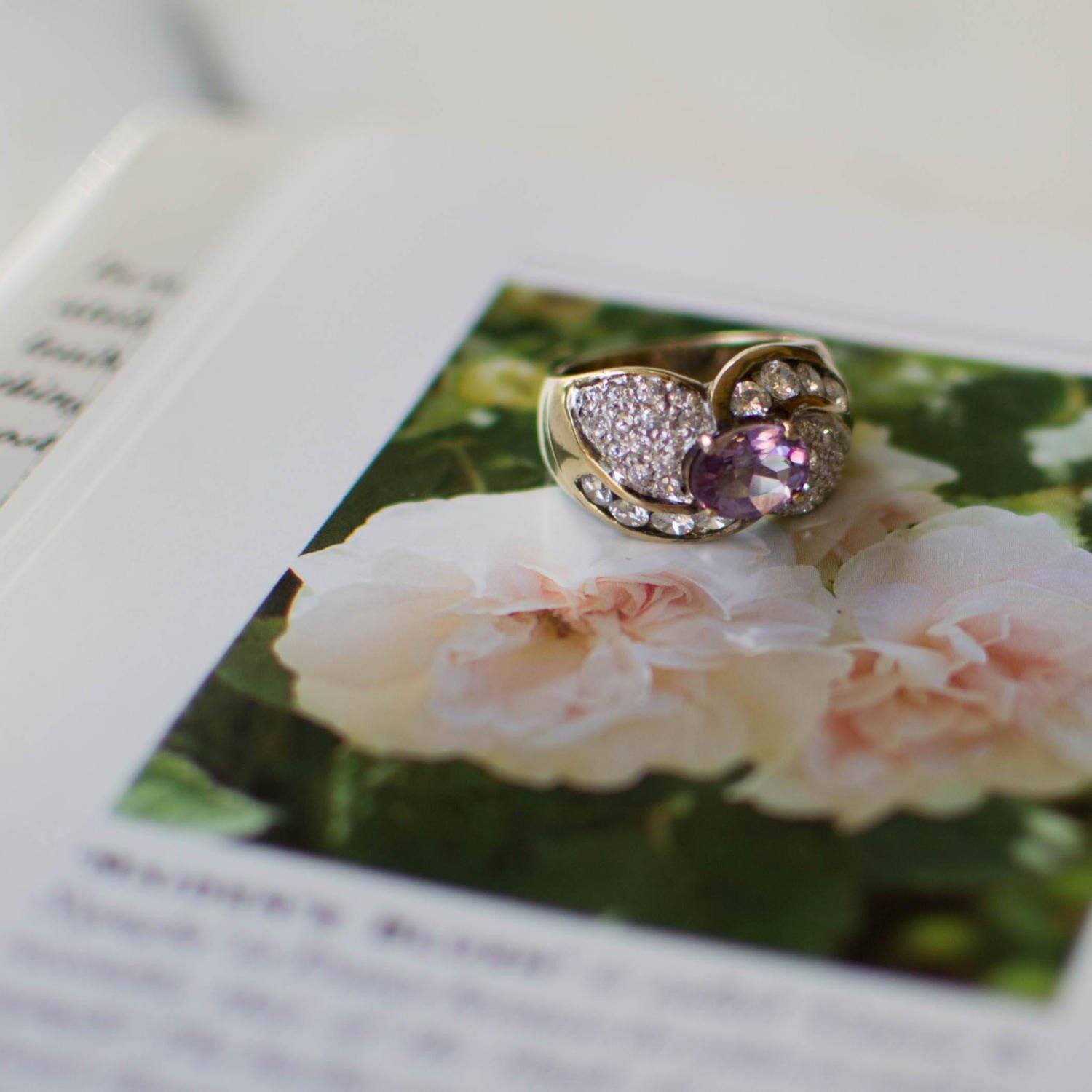 Amethyst and Pave CZ Ring set in Sterling Silver by Amethyst - Vintage Meet Modern Vintage Jewelry - Chicago, Illinois - #oldhollywoodglamour #vintagemeetmodern #designervintage #jewelrybox #antiquejewelry #vintagejewelry