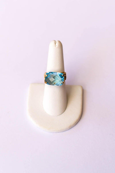 Faceted Blue Topaz Ring by Blue Topaz - Vintage Meet Modern Vintage Jewelry - Chicago, Illinois - #oldhollywoodglamour #vintagemeetmodern #designervintage #jewelrybox #antiquejewelry #vintagejewelry