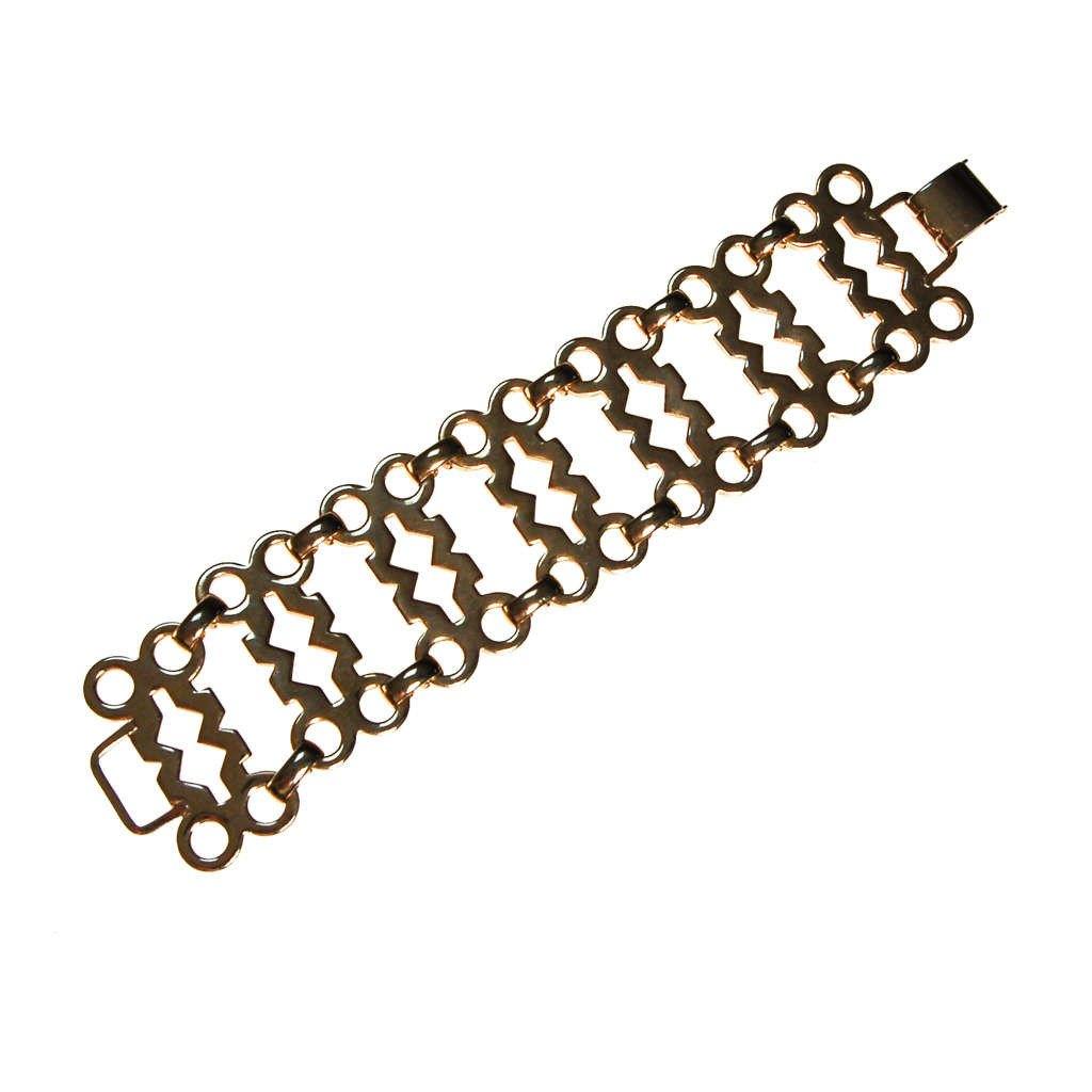 Gold Geometric Wide Link Panel Bracelet by Sperry by Sperry - Vintage Meet Modern Vintage Jewelry - Chicago, Illinois - #oldhollywoodglamour #vintagemeetmodern #designervintage #jewelrybox #antiquejewelry #vintagejewelry