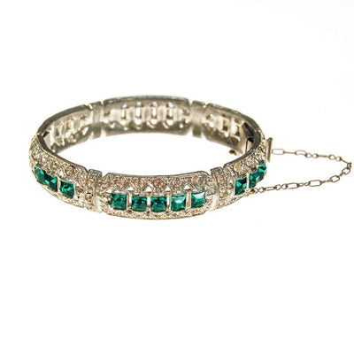 Art Deco Emerald and Diamante Paste Rhinestone Bangle Bracelet by Art Deco - Vintage Meet Modern Vintage Jewelry - Chicago, Illinois - #oldhollywoodglamour #vintagemeetmodern #designervintage #jewelrybox #antiquejewelry #vintagejewelry
